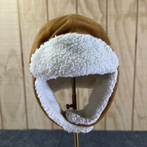 Carhartt Infant Toddler Fleece Trooper‎ Hat Brown Sherpa Lined Ear Flaps AH8950